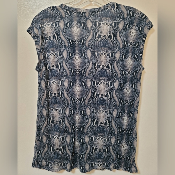 Bcbgmaxazria Blue Snakeskin Print Hera Draped Neck Sleeveless Top Size Small - Picture 7 of 12